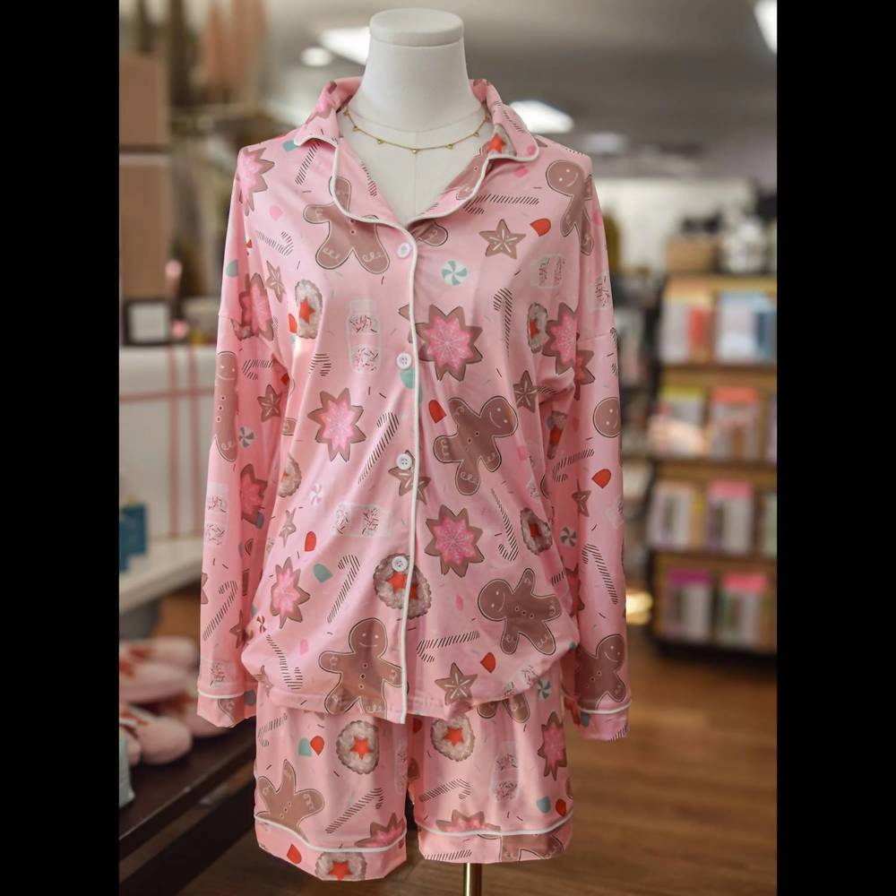 NEW LITTLE TRENDY women's gingerbread pajama set in pink